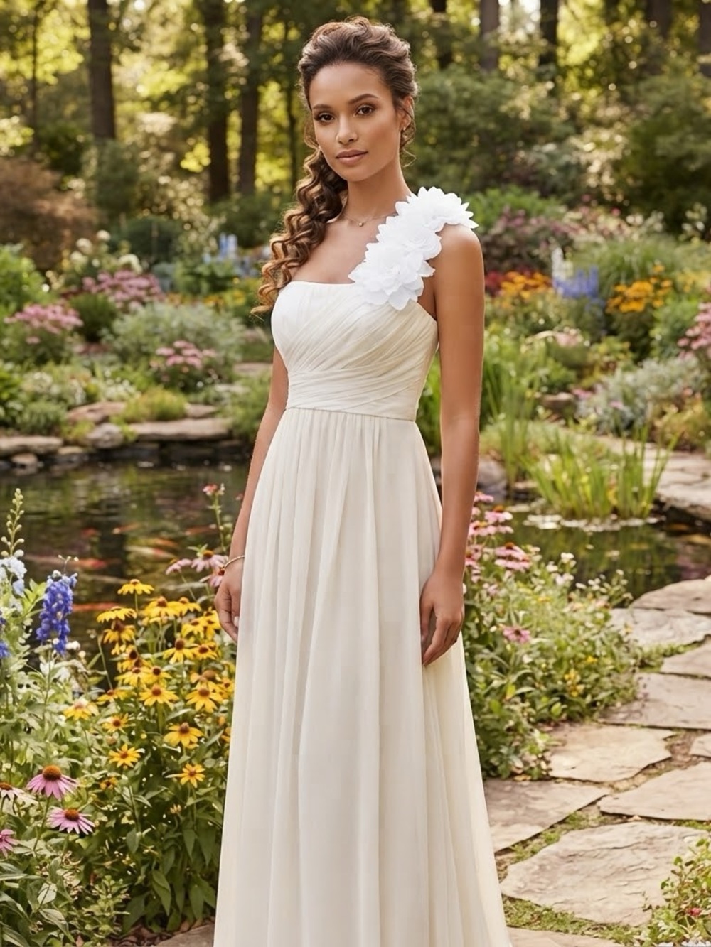 NWT Ann Taylor Ivory Silk One-Shoulder Bridal Gown Dress - Size 6